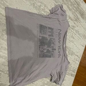 Hollister Women’s Gray Off- Shoulder New York Graphic T-Shirt- Size XXL